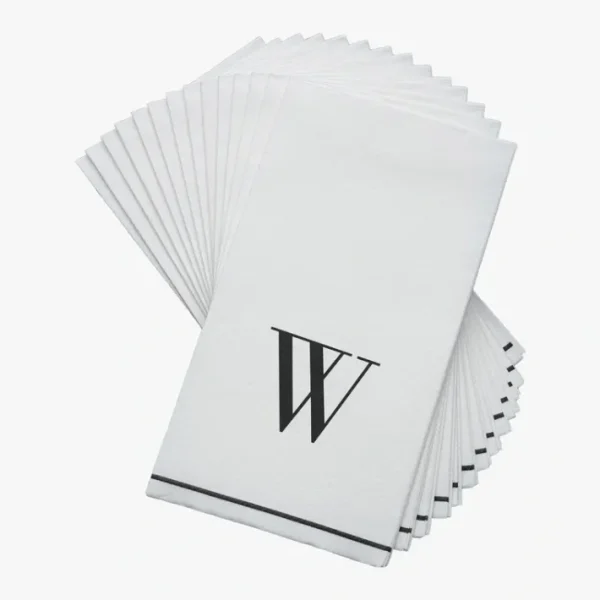 Shop All^14 PK White and Black Guest Paper Napkins - Letter W - cozylivehome.com | we sell a wide range of comfortable household items