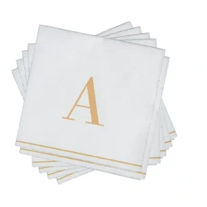 Shop All^16 PK White and Gold Cocktail Paper Napkins - Letter A - cozylivehome.com | we sell a wide range of comfortable household items