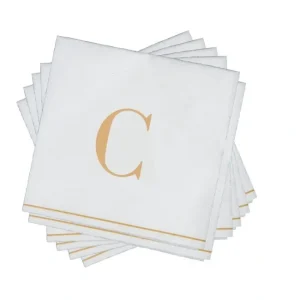 Shop All^16 PK White and Gold Cocktail Paper Napkins - Letter C - cozylivehome.com | we sell a wide range of comfortable household items