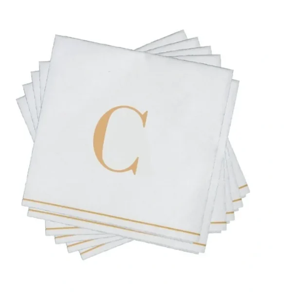 Shop All^16 PK White and Gold Cocktail Paper Napkins - Letter C - cozylivehome.com | we sell a wide range of comfortable household items