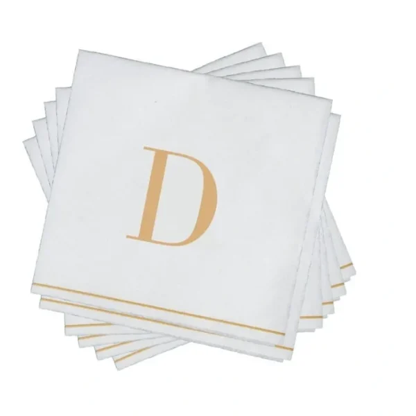 Shop All^16 PK White and Gold Cocktail Paper Napkins - Letter D - cozylivehome.com | we sell a wide range of comfortable household items