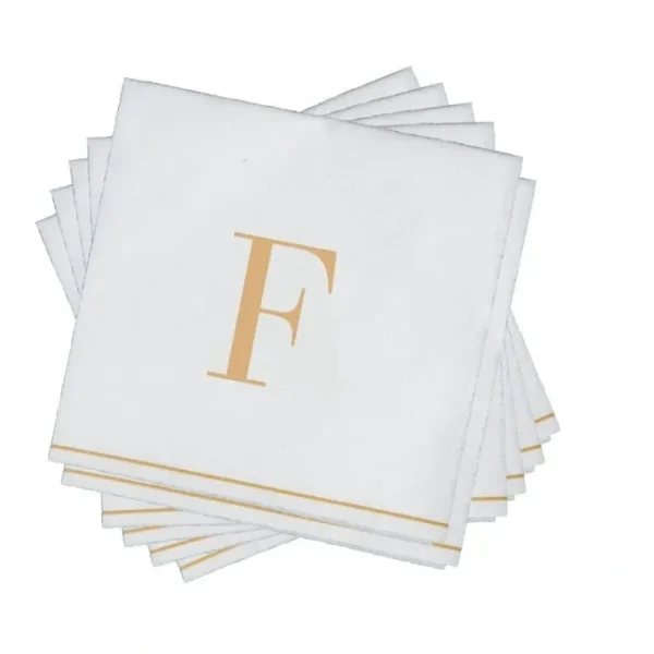 Shop All^16 PK White and Gold Cocktail Paper Napkins - Letter F - cozylivehome.com | we sell a wide range of comfortable household items