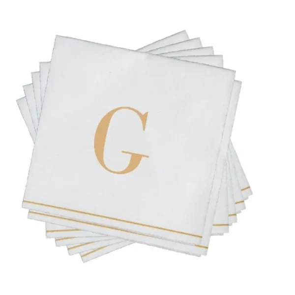 Shop All^16 PK White and Gold Cocktail Paper Napkins - Letter G - cozylivehome.com | we sell a wide range of comfortable household items