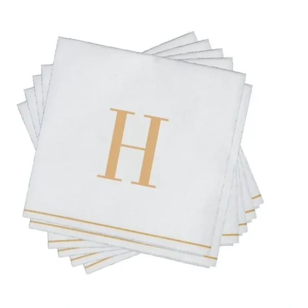 Shop All^16 PK White and Gold Cocktail Paper Napkins - Letter H - cozylivehome.com | we sell a wide range of comfortable household items
