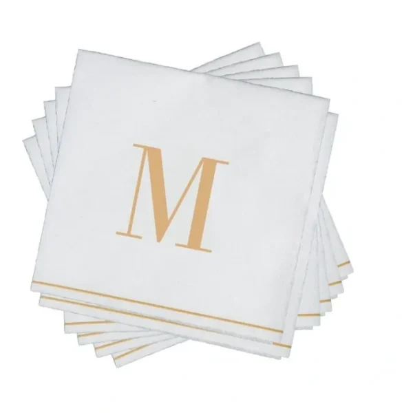 Shop All^16 PK White and Gold Cocktail Paper Napkins - Letter M - cozylivehome.com | we sell a wide range of comfortable household items