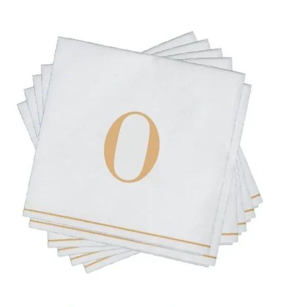 Shop All^16 PK White and Gold Cocktail Paper Napkins - Letter O - cozylivehome.com | we sell a wide range of comfortable household items