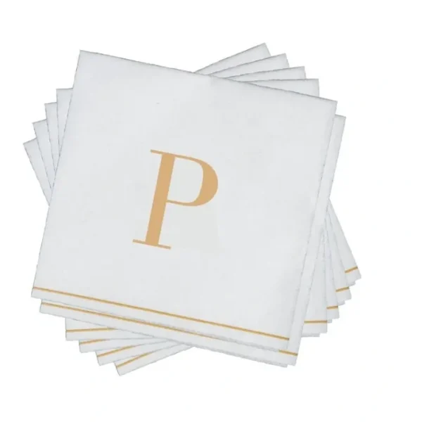 Shop All^16 PK White and Gold Cocktail Paper Napkins - Letter P - cozylivehome.com | we sell a wide range of comfortable household items
