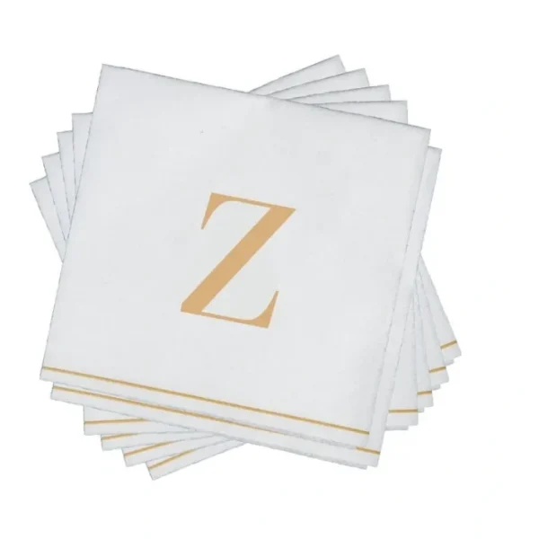 Shop All^16 PK White and Gold Cocktail Paper Napkins - Letter Z - cozylivehome.com | we sell a wide range of comfortable household items