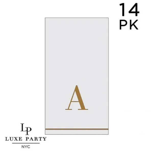 Shop All^14 PK White and Gold Guest Paper Napkins - Letter A - cozylivehome.com | we sell a wide range of comfortable household items