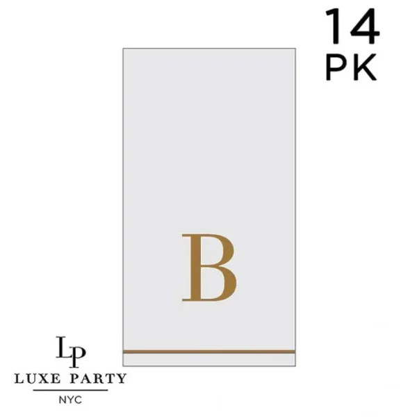Shop All^14 PK White and Gold Guest Paper Napkins - Letter B - cozylivehome.com | we sell a wide range of comfortable household items
