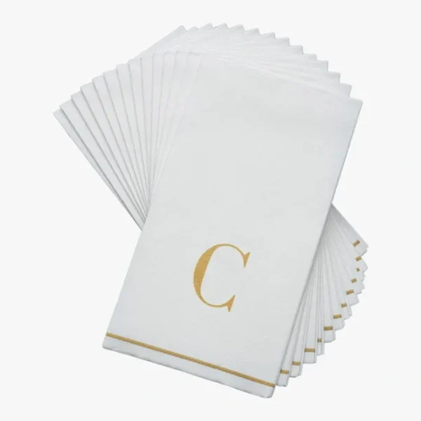 Shop All^14 PK White and Gold Guest Paper Napkins - Letter C - cozylivehome.com | we sell a wide range of comfortable household items