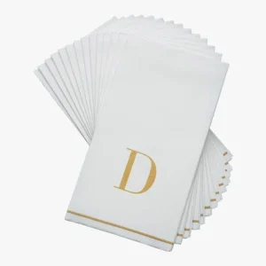 Shop All^14 PK White and Gold Guest Paper Napkins - Letter D - cozylivehome.com | we sell a wide range of comfortable household items