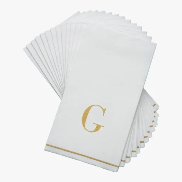 Shop All^14 PK White and Gold Guest Paper Napkins - Letter G - cozylivehome.com | we sell a wide range of comfortable household items