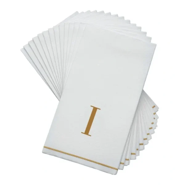 Shop All^14 PK White and Gold Guest Paper Napkins - Letter I - cozylivehome.com | we sell a wide range of comfortable household items