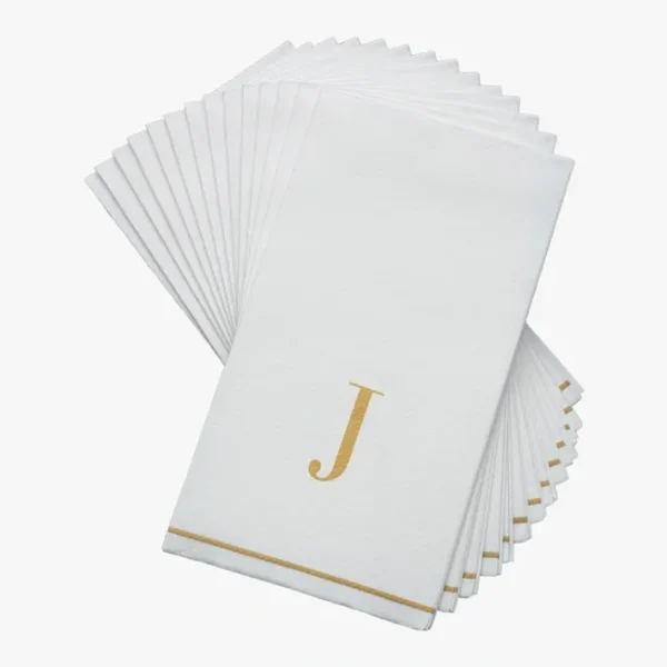 Shop All^14 PK White and Gold Guest Paper Napkins - Letter J - cozylivehome.com | we sell a wide range of comfortable household items