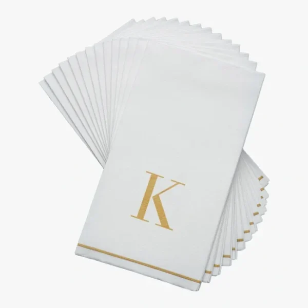 Shop All^14 PK White and Gold Guest Paper Napkins - Letter K - cozylivehome.com | we sell a wide range of comfortable household items