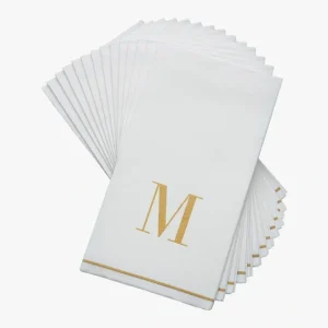 Shop All^14 PK White and Gold Guest Paper Napkins - Letter M - cozylivehome.com | we sell a wide range of comfortable household items