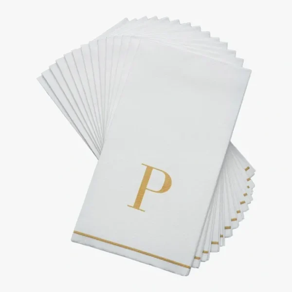 Shop All^14 PK White and Gold Guest Paper Napkins - Letter P - cozylivehome.com | we sell a wide range of comfortable household items