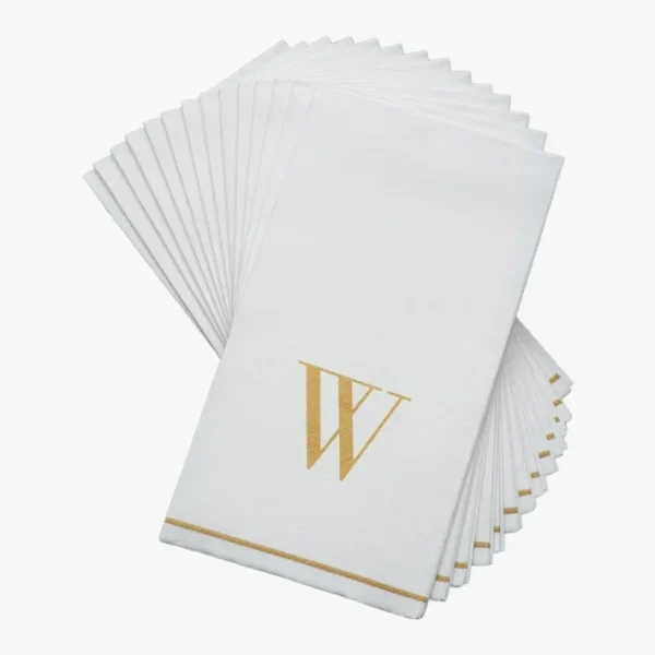 Shop All^14 PK White and Gold Guest Paper Napkins - Letter W - cozylivehome.com | we sell a wide range of comfortable household items