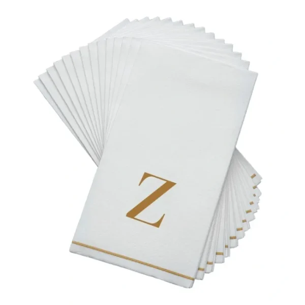 Shop All^14 PK White and Gold Guest Paper Napkins - Letter Z - cozylivehome.com | we sell a wide range of comfortable household items