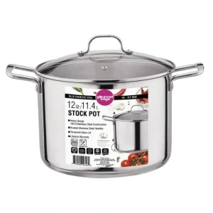 203012 12QT STOCK POT, GLS LID,S/S - cozylivehome.com | we sell a wide range of comfortable household items* Housewares