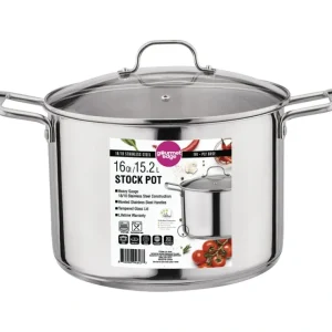 203016 16QT STOCK POT,GLS LID, S/S - cozylivehome.com | we sell a wide range of comfortable household items* Housewares