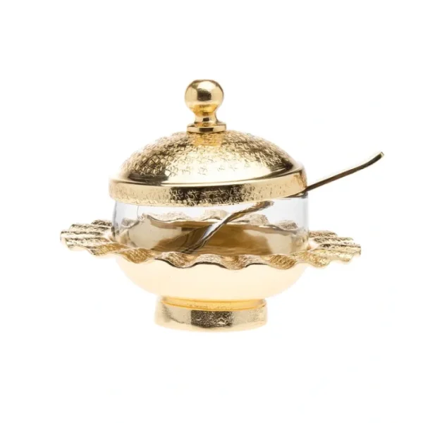 Shop All^95658 Ripple Gold Honey Dish W Spoon - cozylivehome.com | we sell a wide range of comfortable household items