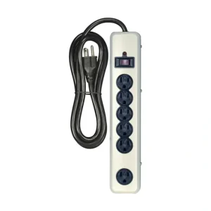 Satco 6 Outlet Beige Metal Surge Protector Strip; 6 Foot 14/3 SJT With Straight Plug; 1200 Joules; 15A-120V; 1875W - cozylivehome.com | we sell a wide range of comfortable household items* Shop All