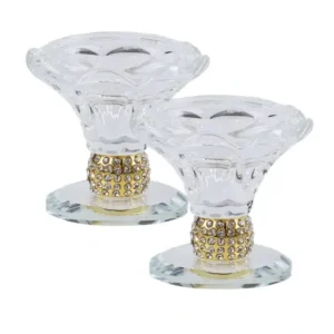 Shop All^240331 Set of 2 Crystal Candle Holders with Gold Metal 2.5"H - cozylivehome.com | we sell a wide range of comfortable household items