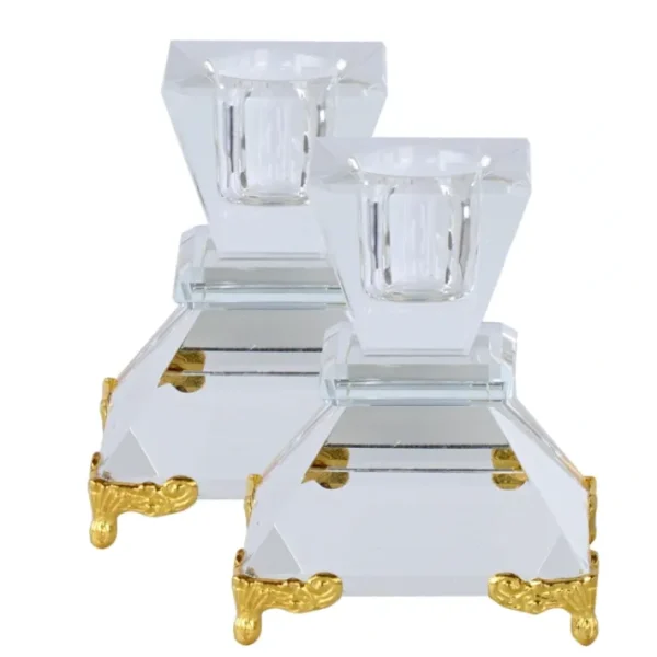Shop All^182288 Set Of Crystal Candle Holders With Gold Decorated Legs 2" - cozylivehome.com | we sell a wide range of comfortable household items