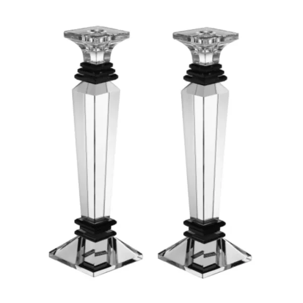 Shop All^182948 Set of Crystal Candlesticks with Black Design 12" - cozylivehome.com | we sell a wide range of comfortable household items