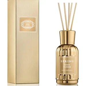 Spring Gold Metalic White Flower Reed Duffuser 100 ML - cozylivehome.com | we sell a wide range of comfortable household items* Shop All