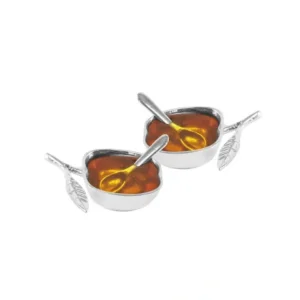 SPSH806N Nickel Salt/Honey Dish with Spoon-3"L x 2"W x 2"H - cozylivehome.com | we sell a wide range of comfortable household items* Shop All