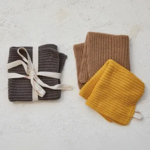Square Cotton Knit Dish Cloths w/ Loop Set-3 - cozylivehome.com | we sell a wide range of comfortable household items* Shop All