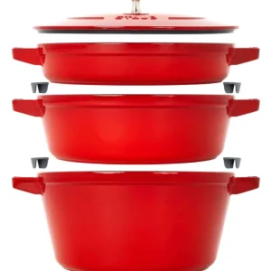 Staub 4 Piece Stackable Cast Iron Cookware Set, Cherry - cozylivehome.com | we sell a wide range of comfortable household items* Shop All