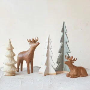 Stoneware Lying Deer, Wood Finish - cozylivehome.com | we sell a wide range of comfortable household items* Holiday Decor