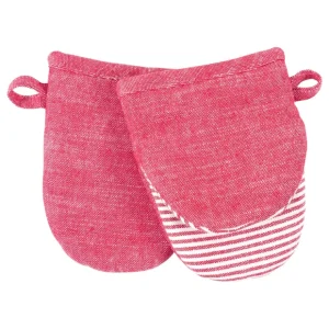 STRADA PRINTED SILCONE/CHAMBRAY MINI MITTS S/2 RED - cozylivehome.com | we sell a wide range of comfortable household items* Shop All