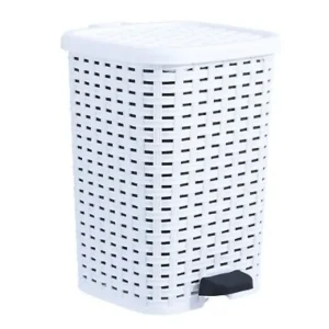Superio Wicker Outdoor / Indoor Step-On Trash Can 12 qt White Trash Can with Lid - cozylivehome.com | we sell a wide range of comfortable household items* Housewares