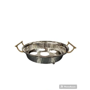 TAJ Designs 9 Inch Round Hammered Pan Holder With Gold Accent - cozylivehome.com | we sell a wide range of comfortable household items* Shop All