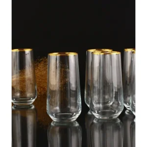TAJ Designs Golda Gold Rimm High Ball Set Of 6 - cozylivehome.com | we sell a wide range of comfortable household items* Shop All