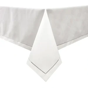 TC1551-6090 Tablecloth Polyester (Linen Look) TC1551 - White with Hole design Etched at seam - 60 x 90 - cozylivehome.com | we sell a wide range of comfortable household items* Shop All