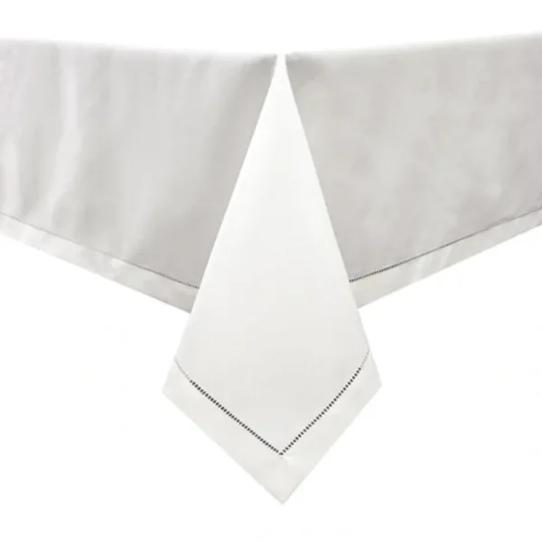 TC1551-6090 Tablecloth Polyester (Linen Look) TC1551 - White with Hole design Etched at seam - 60 x 90 - cozylivehome.com | we sell a wide range of comfortable household items* Shop All