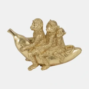 20449 8" Three Monkeys On Banana, Gold - cozylivehome.com | we sell a wide range of comfortable household items* Giftware