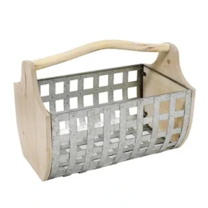 13899-01 TIN & WOOD WOVEN BASKET, GRAY - cozylivehome.com | we sell a wide range of comfortable household items* Giftware