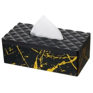 1237 Tissue Box Black W/ Gold Marble Printing 10 x 5.1 x 3.6 inches - cozylivehome.com | we sell a wide range of comfortable household items* Giftware
