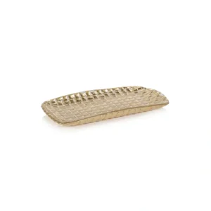 TK-220 Braided Rectangular Glass Tray - Gold - 12.75 in - cozylivehome.com | we sell a wide range of comfortable household items* Giftware