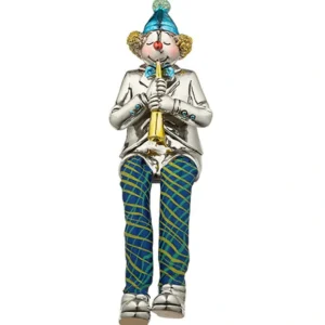 UK46034 Polyresin Clown Figurine With Cloth Legs 12 Cm- Clarinet Player - cozylivehome.com | we sell a wide range of comfortable household items* Giftware