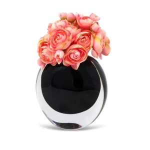 VBV4984 Double Wall Black Inlay Glass Vase With Pink Flowers - cozylivehome.com | we sell a wide range of comfortable household items* Giftware