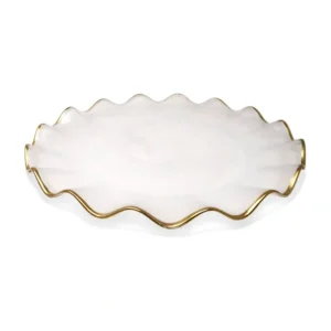 VC5151 White Alabaster Plates with Gold Ruffled Border - cozylivehome.com | we sell a wide range of comfortable household items* Shop All