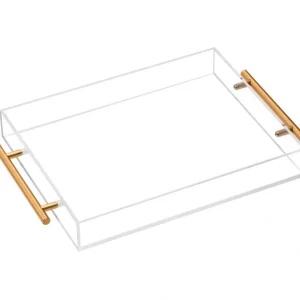 Vikko Serving - Acrylic Tray with Gold Handle, 14" X 20"x 2"H - cozylivehome.com | we sell a wide range of comfortable household items* Giftware